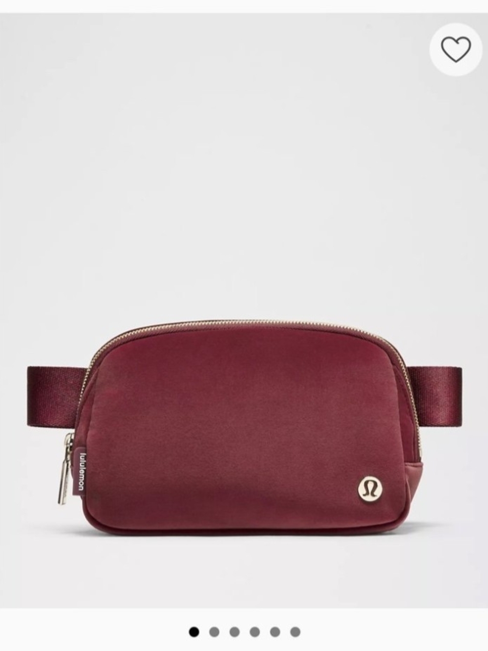 Lululemon 1L Velour Velvet Belt Bag - Wine Berry/Gold